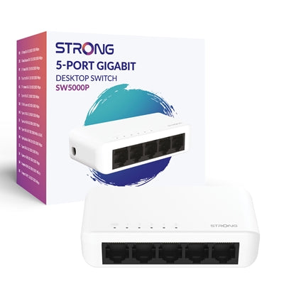 STRONG SW5000PUK 5-Port Gigabit Switch - Fanless Plastic Design STRONG SW5000PUK 5-Port Gigabit Switch - Fanless Plastic Design